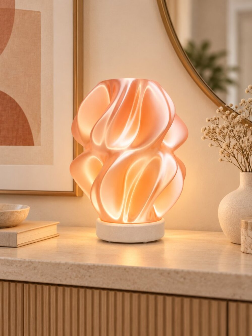 Sculptural Pink Table Lamp | Organic Modern Decor